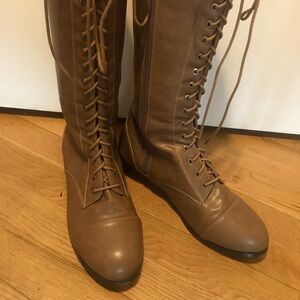 Knee high lace up boots